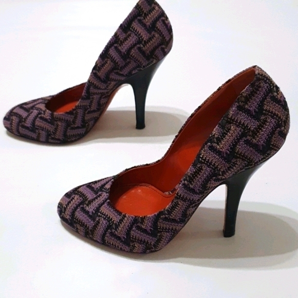 MISSONI Chevron Print Purple Multicolor Pumps - Picture 8 of 9